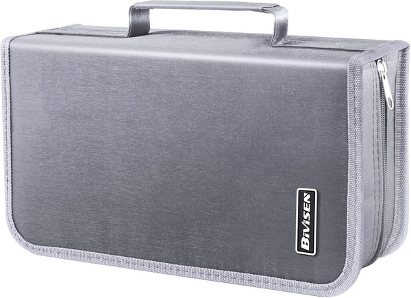 CD/DVD Case Holder, 128 Capacity Media Wallet, Storage Organizer for CD VCD Booklet (Silver)