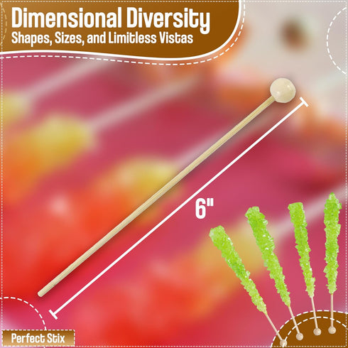 Perfect Stix LB60-200 Rock Candy Sticks with Ball, 0.1" Height, 0.2" Width, 6" Length, Pack of 200