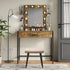 Pack 4 Deisy Dee Velvet Rectangle Vanity Stool Covers, Small Footstool Ottoman Covers of (Khaki)