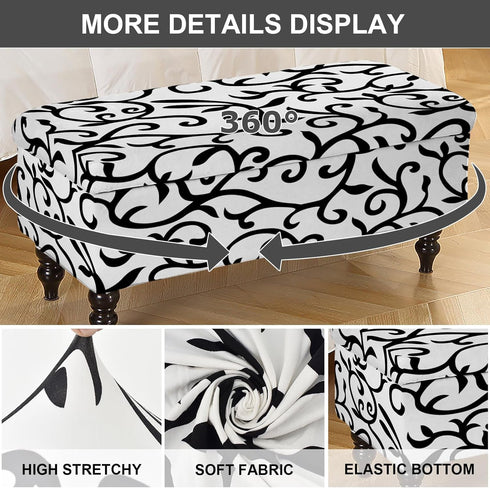 37) Eco-Ancheng Storage Ottoman Cover Rectangle Ottoman Slipcover Folding Storage Bench Cover Footrest Stool Slipcover