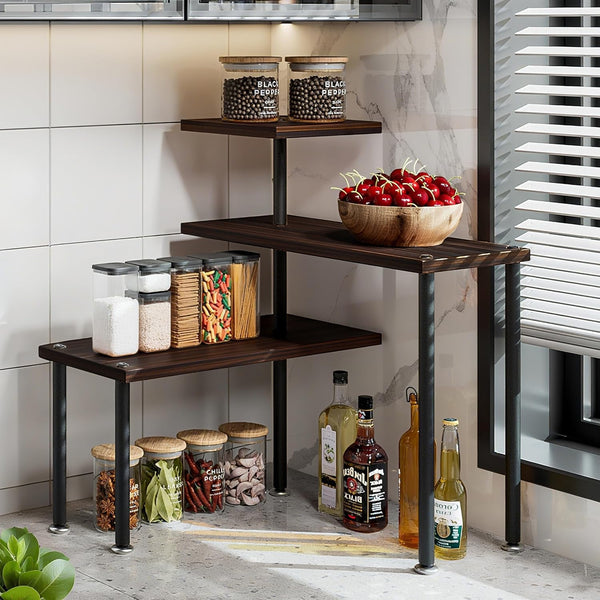 Countertop Organizer Organization 3 Tier Kitchen Corner Shelves Adjustable Spice Storage Rack