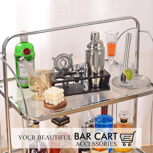 Set 17-Piece Set Bartender Kit Cocktail Shaker with Stand Bar Tool Bar for Drink Mixing Home Bartending Kit Bar Cart