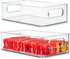 Plastic Food Storage 2 Pack Clear Container Bin with Handles for Kitchen, Pantry, Refrigerator, Stackable 10”x6”x3”