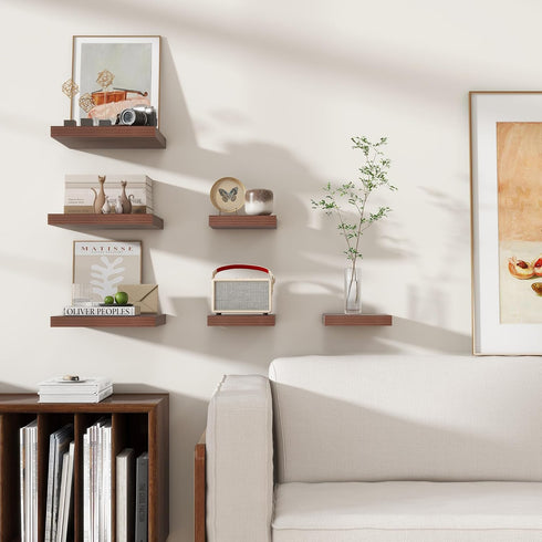 8"W 8"D 1.2"H, Set 3 Square Floating Shelves for Wall x x Small Engineered Wood Wall Shelves with Invisible Brackets