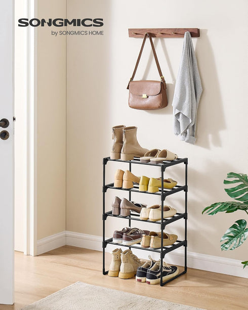 4-Tier 5-10 11.8 16.7 28.2 Inches, ULSA004B01 SONGMICS Shoe Rack, Shoe Organizer, Metal Storage Shelf, Upright
