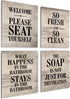 EXCELLO GLOBAL PRODUCTS Wooden Bathroom Humor Signs, Decor for Home or Business, Pack of 4