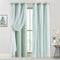 Bujasso Aqua 80% Blackout Curtains with Sheer Overlay Mix and Match Double