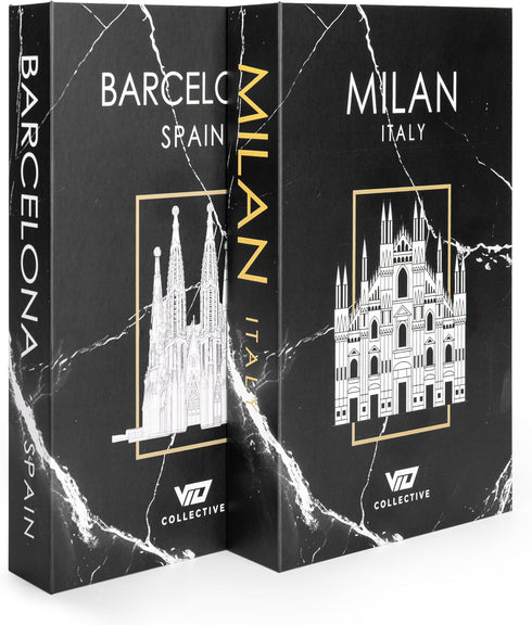 VTO Collective Decorative Book Milan/Barecelona (Black) Fake Books w/Hidden Storage for Coffee Table, Bookshelf