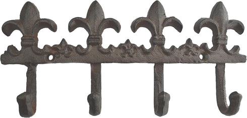 Lulu Decor Cast Iron Fleur De Lis Key Hook, Antique Brown, Decorative Wall Mount