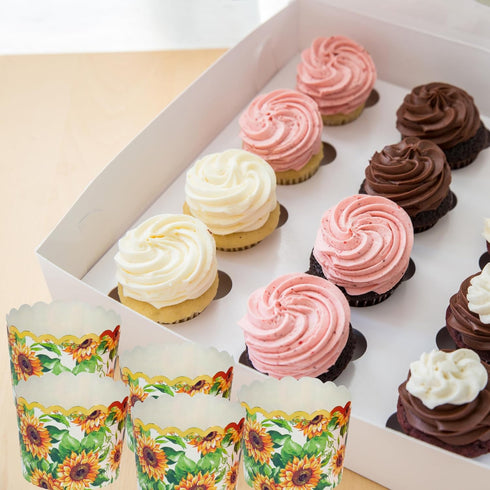 BCS Harvest Theme Scalloped Baking Cups, 50-ct Muffins Cupcakes Cases Wrappers for Kitchen Party Favor Treats
