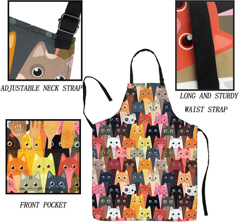 Sosolong Adjustable Waterproof Bib Apron with 2 Pockets for Cooking, Kitchen Aprons for Men and Women, Adult Gifts