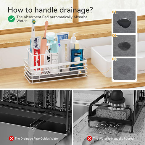 9.5" 3.5" 5.2" Yofidra Sponge Holder for Kitchen Sink Organizer Caddy: Sink Sponge with Instant Drying Stone, Metal