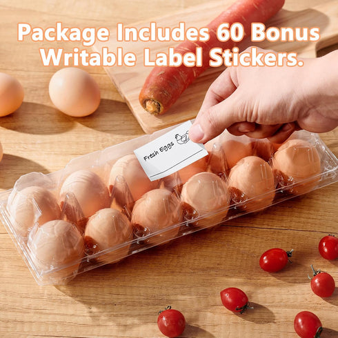YIFIHGE 60PCS 12 Count Egg Cartons Cheap Bulk Chicken Egg Tray Holders with Sticker Labels for Fresh Medium Eggs, Clear