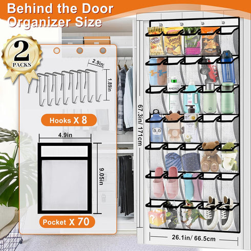 Aheroi 2 Pack 35 40 lbs, Pockets Over Door Shoe Organizer, White, Holds Up to Mesh Pockets, Foldable, Hanging Shoe Rack