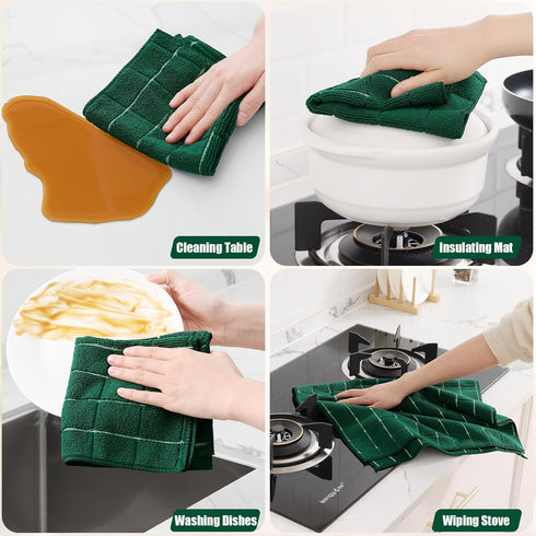 Set, 12 Pack 28 16 Inch 12 12 Inch Homaxy Microfiber Kitchen Towels and Dishcloths Soft and Absorbent Dish Hand Towels