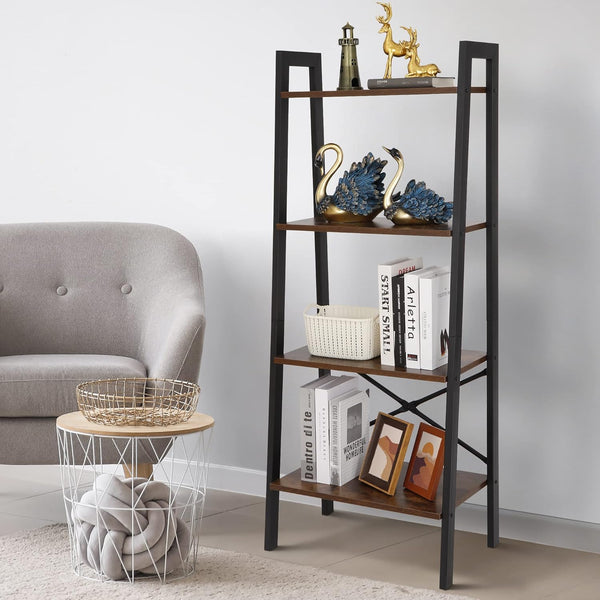 ZENY 4-Tier Bookshelf, Ladder Bookcase, Multifunctional Ladder-Shaped Plant Flower Stand Rack Bookrack