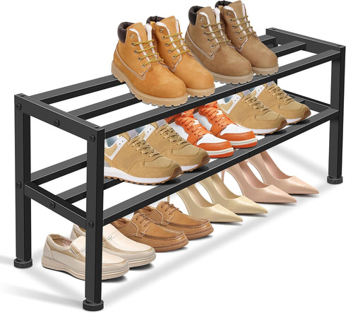 KEETDY Heavy Duty Shoe Rack for Closet Entryway, Stackable Shoe Organizer for