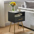 UWNS004B IBUYKE Nightstand, Mid Century Modern Night Stand, Bedside Table with Drawers and Open Storage Shelf, End Side