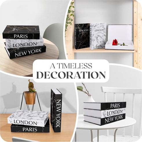 Spacelog Set 3 Set Decorative Books for Home Decor - of Faux Coffee Table Books for Modern Home Decoration, Fake