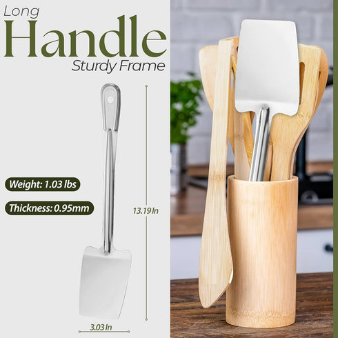Alpine Cuisine Stainless Steel Solid Turner 13-Inches, Comfortable Handle, Heat Resistant Kitchen Spatula, Dishwasher