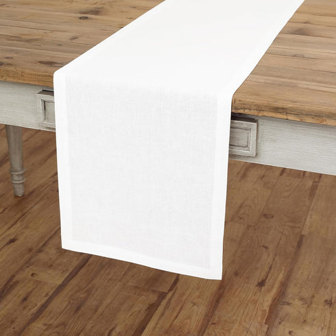 Solino Home Linen White Table Runner 36 Inches - 100% Pure Linen Small Runner for Dresser & Coffee Tables