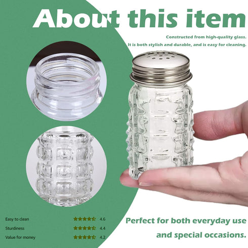 Retro Style Salt and Pepper Shakers with Stainless Tops, 2