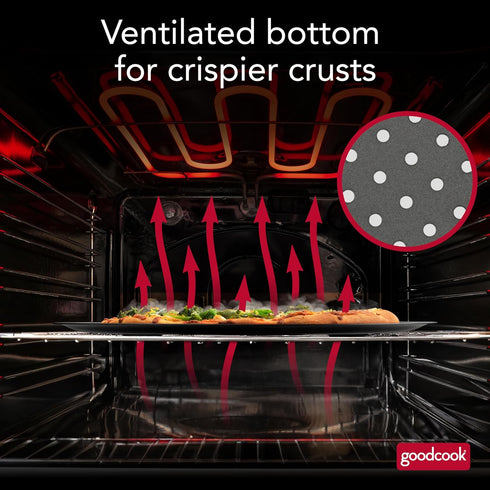 GoodCook AirPerfect Nonstick 16” Pizza Pan, Perforated Round Pizza Tray for Oven, Carbon Steel Baking Pan