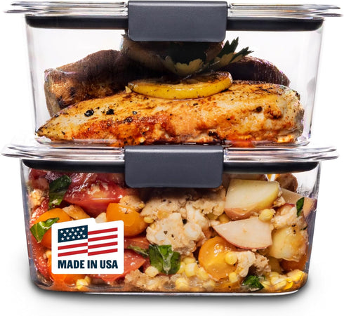 Rubbermaid Brilliance BPA-Free Food Storage Containers, Medium Deep, 4.7 Cup, 2-Pack, Airtight & Leak-Proof