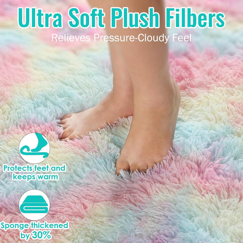 5x8 PAGISOFE Fluffy Soft Area Rugs for Girls Bedroom, Plush Shaggy Colorful Rugs for Kids Playroom Kawaii Princess