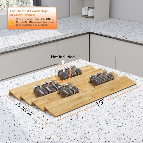 Mat,4 2 Set 9.5''to 19'', Kitchen,Cabinet,Drawers,Countertop AMBIRD Bamboo Spice Drawer Organizer with Non-slip Tier