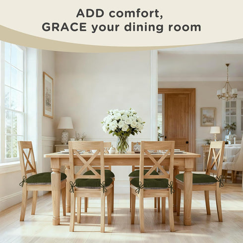 Set 2 17"x16"x3" AddGrace Chair Cushions for Dining Chairs of Non-Slip Kitchen Seat Cushions with Ties Tufted Thick