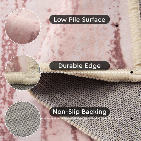 Rug-5x7 tchdio Pink Area Rugs for Living Room, Ultra Soft Washable Rugs for Bedroom Non Slip Nursery Rug, Kids Rug