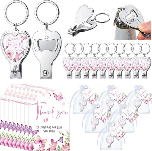 Wesiti 25 Sets Baby Shower Favor for Guests Butterfly Keychain with Nail