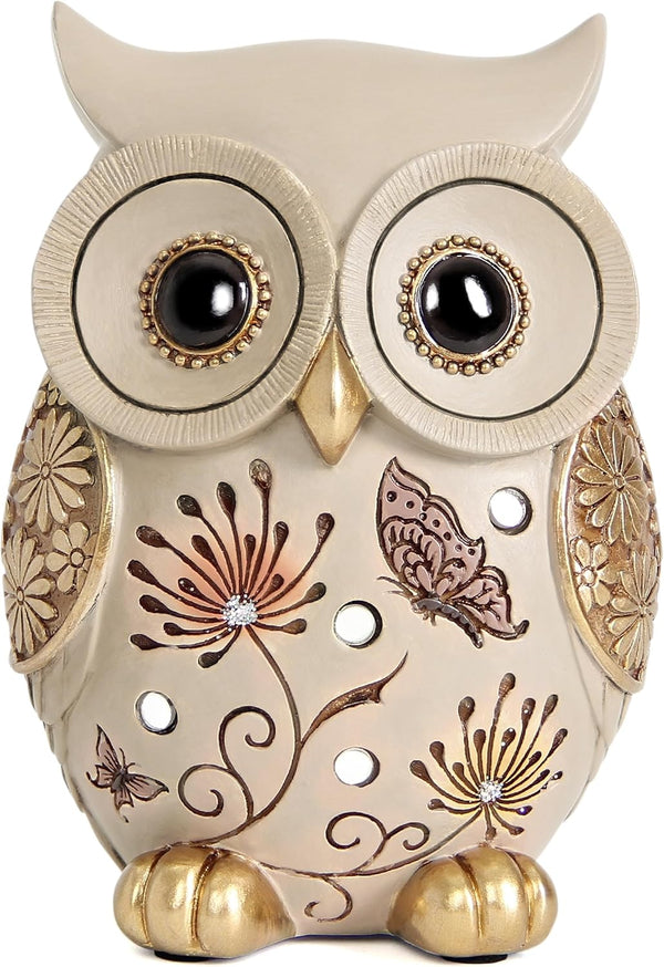 Owl Statue for Home Decor Accents - Boho Decor for Rooms, Bookshelf,
