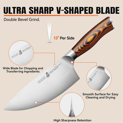 TUO Rocker Knife, 7 inch Salad Chopper Chef Knife for Herb Rocking and Veggie Chopping
