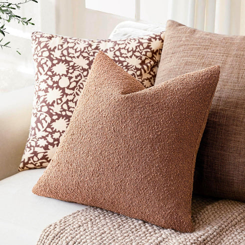 Cozy 22x22 Inch,1PC,Dusty Foindtower Decorative Textured Boucle Throw Pillow Covers Accent Solid Pillow Cases Neutral
