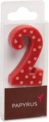 Papyrus Number 2 Birthday Candle, Red Polka Dots, 1-Count