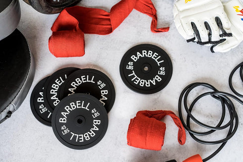 Barbell Bumper Plate Drink Coasters Set of 6, Round Black Silicone Coasters for Drinks, Gym Gifts