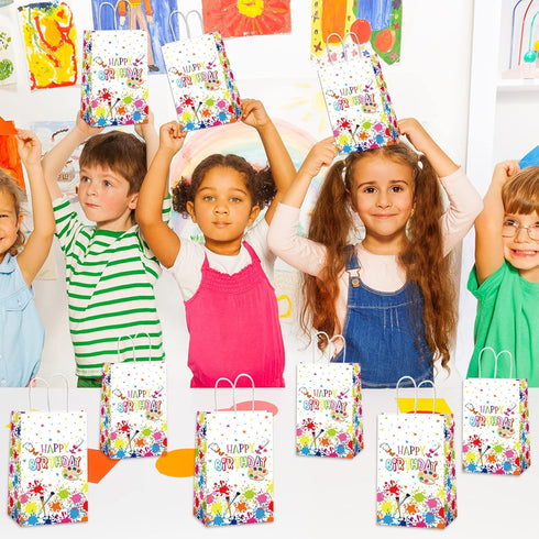 12 Pcs Premium Paint Art Party Bag Supplies, Art Themed Birthday Party Candy Favor Gift Treat Bags Decorations