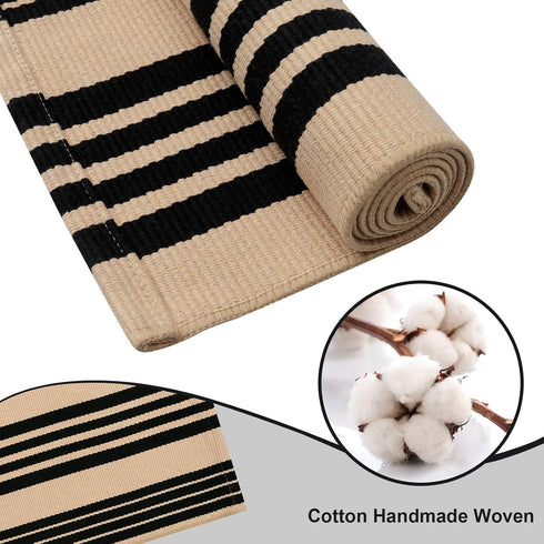 Outdoor Front Door Mat, 2'x4.3', Cotton Machine Washable Reversible Layered Mats for Kitchen/Farmhouse