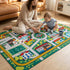Plyra (3x5 Kids Car Road Rug Ft), Non-Slip City Traffic Play Mat for Toy Cars, Train Track Carpet for Kids Room