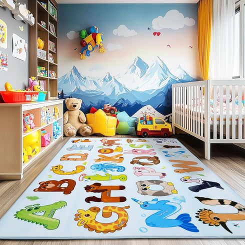 Bolacrom Kids Rugs for Playroom Educational Rug for Learn The ABC Alphabet, Soft Machine Washable Non-Slip Cute Carpet