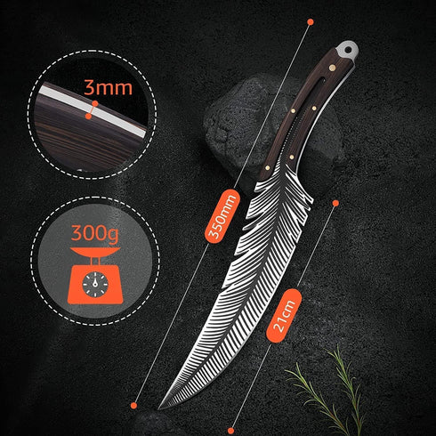 Huusk Japan Knife Hand Forged Viking Knife, High Carbon Steel Butcher and Boning Knife for Meat Cutting, Cooking Knife