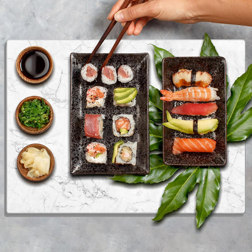 Tempered Glass Cutting Board, 10"x14" for Kitchen, Dishwasher Safe with Rubber Feet, Scratch, Heat, Shatterproof, Marble