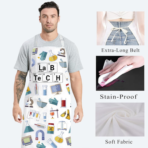 BDPWSS Lab Technician Gifts Science Aprons with Pocket, Lab Assistant Graduation Gift, Periodic Table