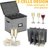 Champagne Flute Storage Box, Quilted Hard Shell Container for Wine Glasses, Stackable, Grey