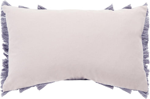 12 20-inch SAFAVIEH Home Collection Grema Boho Fringe Light Grey/Periwinkle x Rectangle Decorative Accent Throw Pillow