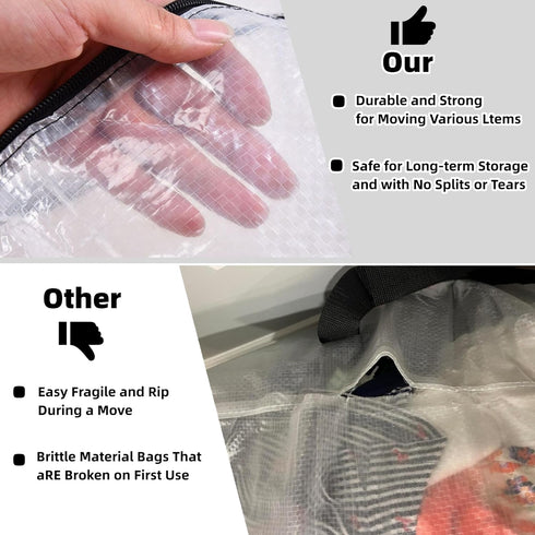 Clear Storage Bags with Zipper and Handles, Blanket Bags for Closet, Moving Supplies, Underbed Organizer