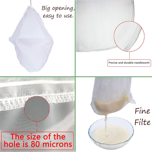 iAesthete 3 Pack 12X12 Inches, 80 - Ultra Fine Nut Milk Bag, Micron, Multiple Usage Reusable Food Strainer, Cold Brew