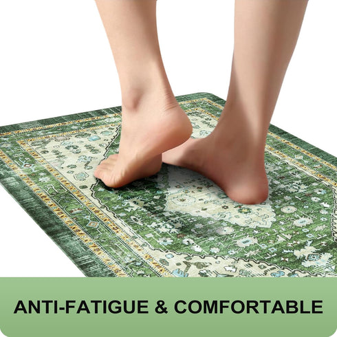 Collive Anti Fatigue Mats for Kitchen Floor, Non Slip Cushioned Mat for Office, Laundry, Sink, 17”x47”, Green